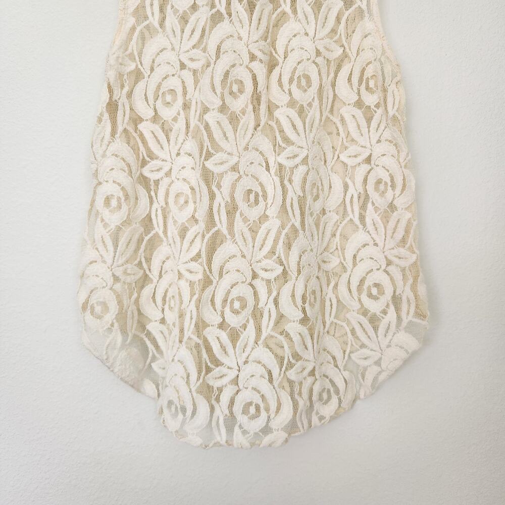 Vintage 90s American Rag Cream Floral Lace Button Down Sleeveless Top S - Picture 6 of 7